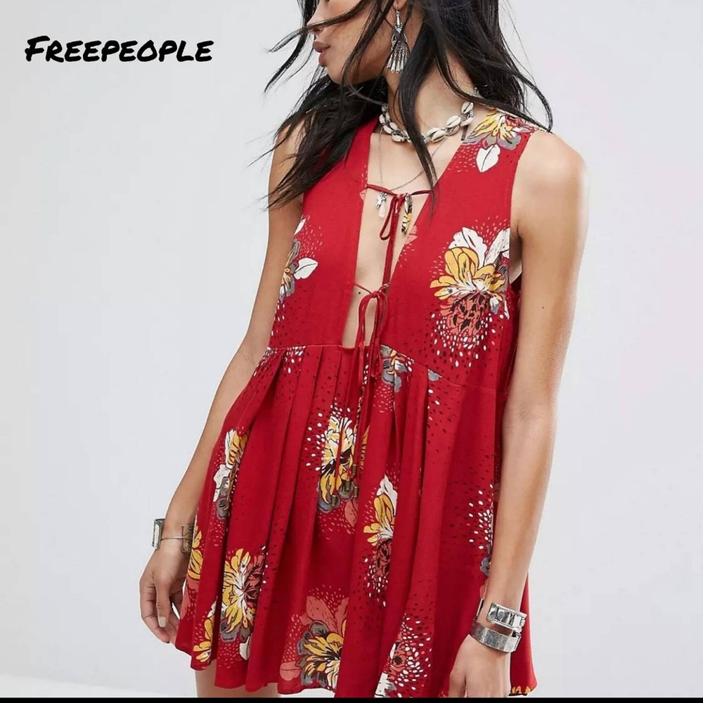 Free People Lovely Day Printed Tunic mini dress